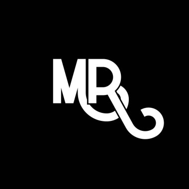 MR Harf Logosu Tasarımı. İlk harfler MR logo simgesi. Soyut harf MR minimal logo tasarım şablonu. Siyah renkli M R harfi tasarım vektörü. Bay logo