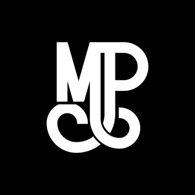 MP Mektup Logosu Tasarımı. Baş harfler MP logo simgesi. Soyut harf MP minimal logo tasarım şablonu. Siyah renkli M P harfi tasarım vektörü. mp logosu