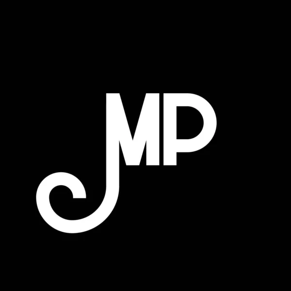Mpレターロゴデザイン 初期文字Mpロゴアイコン アブストラクトレターMp最小ロゴデザインテンプレート 黒のM P文字のデザインベクトル Mpロゴ — ストックベクタ