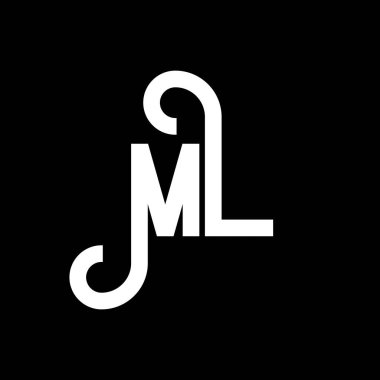 ML Harf Logosu Tasarımı. İlk harfler ML logo simgesi. Soyut harf ML minimal logo tasarım şablonu. Siyah renkli M L harfi tasarım vektörü. Ml logosu