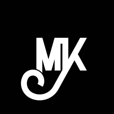 MK Mektup Logosu Tasarımı. İlk harfler MK logo simgesi. Soyut harf MK minimal logo tasarım şablonu. Siyah renkli M K harfi tasarım vektörü. mk logosu