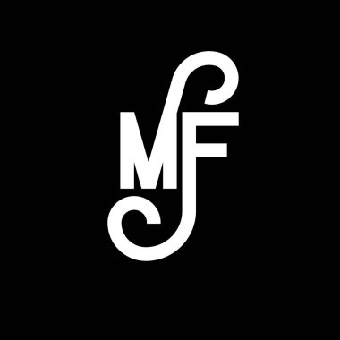 MF Harf Logosu Tasarımı. İlk harfler MF logo simgesi. Soyut harf MF minimal logo tasarım şablonu. Siyah renkli M F harfi tasarım vektörü. mf logosu