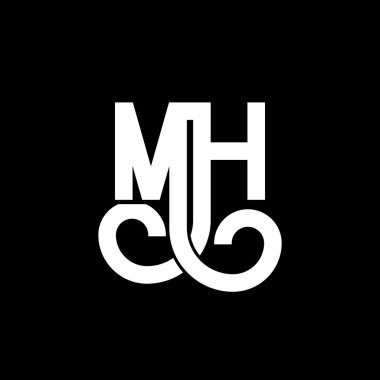 MH Harf Logosu Tasarımı. İlk harfler MH logo simgesi. Soyut harf MH minimal logo tasarım şablonu. Siyah renkli M H harfi tasarım vektörü. Mh logosu