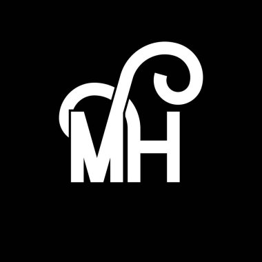 MH Harf Logosu Tasarımı. İlk harfler MH logo simgesi. Soyut harf MH minimal logo tasarım şablonu. Siyah renkli M H harfi tasarım vektörü. Mh logosu