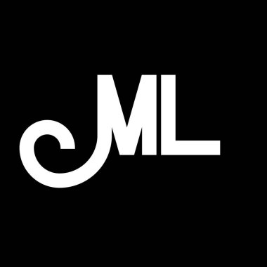 ML Harf Logosu Tasarımı. İlk harfler ML logo simgesi. Soyut harf ML minimal logo tasarım şablonu. Siyah renkli M L harfi tasarım vektörü. Ml logosu