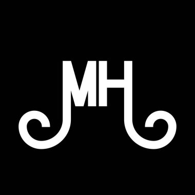 MH Harf Logosu Tasarımı. İlk harfler MH logo simgesi. Soyut harf MH minimal logo tasarım şablonu. Siyah renkli M H harfi tasarım vektörü. Mh logosu