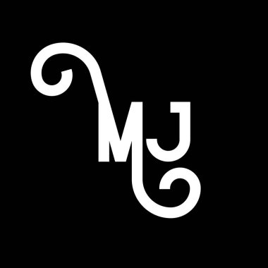 MJ Mektup Logosu Tasarımı. İlk harfler MJ logo simgesi. Soyut harf MJ minimal logo tasarım şablonu. Siyah renkli M J harfi tasarım vektörü. mj logosu