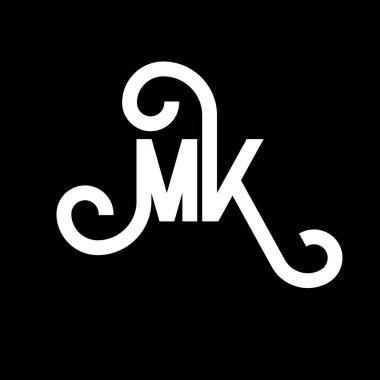 MK Mektup Logosu Tasarımı. İlk harfler MK logo simgesi. Soyut harf MK minimal logo tasarım şablonu. Siyah renkli M K harfi tasarım vektörü. mk logosu