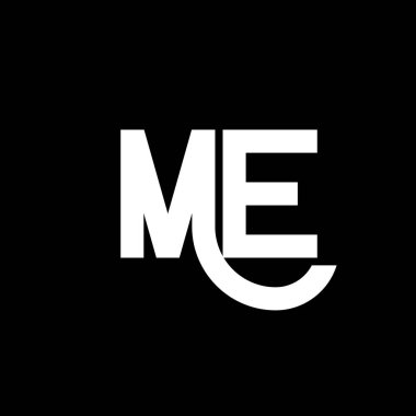 ME Letter Logo Tasarımı. Baş harfler ME logo simgesi. Soyut harf ME minimal logo tasarım şablonu. Siyah renkli M E harfi tasarım vektörü. Logom.