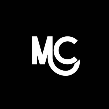 MC Harf Logosu Tasarımı. İlk harfler MC logo simgesi. Soyut harf MC minimal logo tasarım şablonu. Siyah renkli M C harfi tasarım vektörü. mc logosu