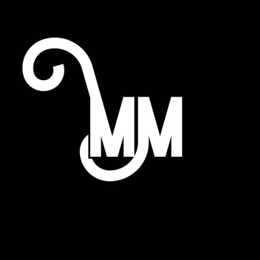 MM Harf Logosu Tasarımı. İlk harfler MM logo simgesi. Soyut harf MM minimal logo tasarım şablonu. Siyah renkli M harfi tasarım vektörü. mm logo