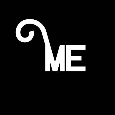 ME Letter Logo Tasarımı. Baş harfler ME logo simgesi. Soyut harf ME minimal logo tasarım şablonu. Siyah renkli M E harfi tasarım vektörü. Logom.