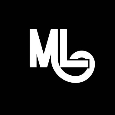 ML Harf Logosu Tasarımı. İlk harfler ML logo simgesi. Soyut harf ML minimal logo tasarım şablonu. Siyah renkli M L harfi tasarım vektörü. Ml logosu