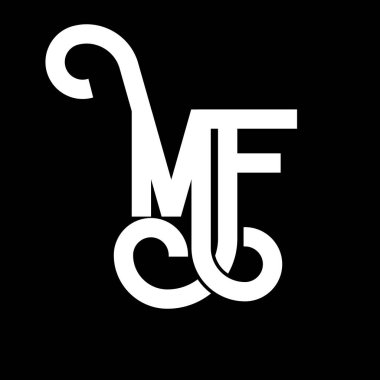 MF Harf Logosu Tasarımı. İlk harfler MF logo simgesi. Soyut harf MF minimal logo tasarım şablonu. Siyah renkli M F harfi tasarım vektörü. mf logosu