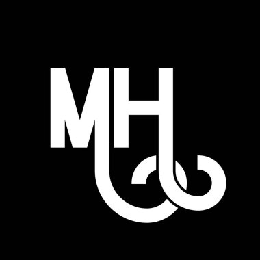 MH Harf Logosu Tasarımı. İlk harfler MH logo simgesi. Soyut harf MH minimal logo tasarım şablonu. Siyah renkli M H harfi tasarım vektörü. Mh logosu