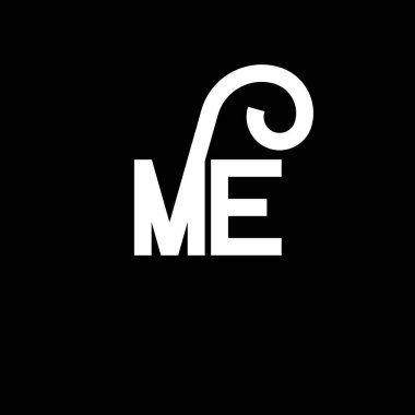 ME Letter Logo Tasarımı. Baş harfler ME logo simgesi. Soyut harf ME minimal logo tasarım şablonu. Siyah renkli M E harfi tasarım vektörü. Logom.