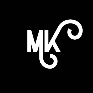 MK Mektup Logosu Tasarımı. İlk harfler MK logo simgesi. Soyut harf MK minimal logo tasarım şablonu. Siyah renkli M K harfi tasarım vektörü. mk logosu