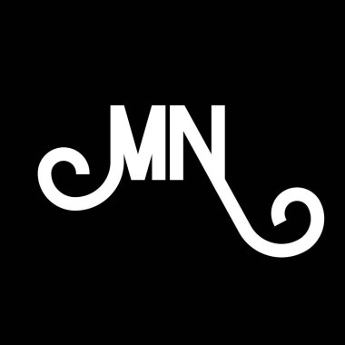 MN Harf Logosu Tasarımı. İlk harfler MN logo simgesi. Soyut harf MN minimal logo tasarım şablonu. Siyah renkli M N harfi tasarım vektörü. Mn logosu