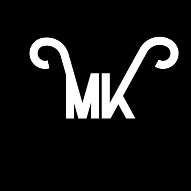 MK Mektup Logosu Tasarımı. İlk harfler MK logo simgesi. Soyut harf MK minimal logo tasarım şablonu. Siyah renkli M K harfi tasarım vektörü. mk logosu