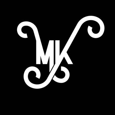 MK Mektup Logosu Tasarımı. İlk harfler MK logo simgesi. Soyut harf MK minimal logo tasarım şablonu. Siyah renkli M K harfi tasarım vektörü. mk logosu