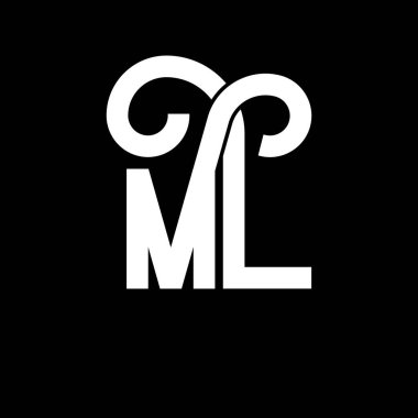 ML Harf Logosu Tasarımı. İlk harfler ML logo simgesi. Soyut harf ML minimal logo tasarım şablonu. Siyah renkli M L harfi tasarım vektörü. Ml logosu