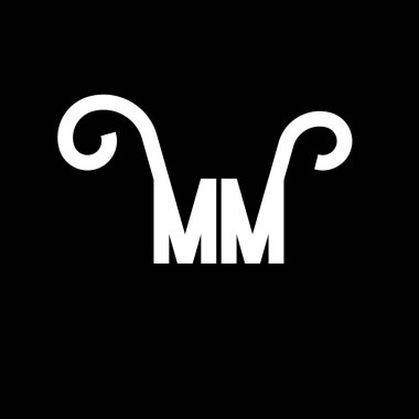 MM Harf Logosu Tasarımı. İlk harfler MM logo simgesi. Soyut harf MM minimal logo tasarım şablonu. Siyah renkli M harfi tasarım vektörü. mm logo