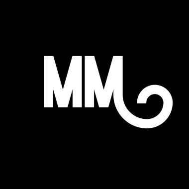 MM Harf Logosu Tasarımı. İlk harfler MM logo simgesi. Soyut harf MM minimal logo tasarım şablonu. Siyah renkli M harfi tasarım vektörü. mm logo