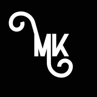 MK Mektup Logosu Tasarımı. İlk harfler MK logo simgesi. Soyut harf MK minimal logo tasarım şablonu. Siyah renkli M K harfi tasarım vektörü. mk logosu