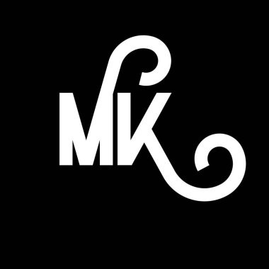 MK Mektup Logosu Tasarımı. İlk harfler MK logo simgesi. Soyut harf MK minimal logo tasarım şablonu. Siyah renkli M K harfi tasarım vektörü. mk logosu