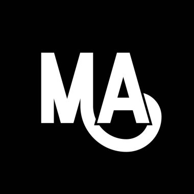 MA Mektup Logosu Tasarımı. Baş harfler MA logo simgesi. Soyut harf MA minimal logo tasarım şablonu. M A harf tasarım vektörü ve siyah renkler. ma logosu