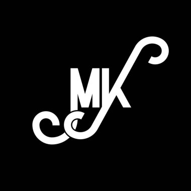 MK Mektup Logosu Tasarımı. İlk harfler MK logo simgesi. Soyut harf MK minimal logo tasarım şablonu. Siyah renkli M K harfi tasarım vektörü. mk logosu