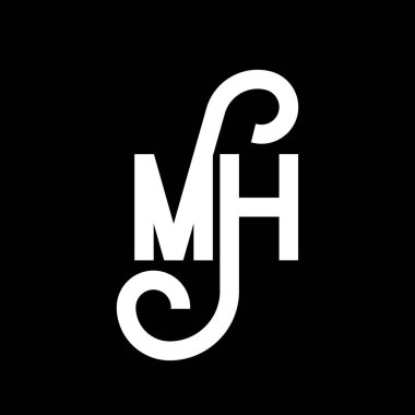 MH Harf Logosu Tasarımı. İlk harfler MH logo simgesi. Soyut harf MH minimal logo tasarım şablonu. Siyah renkli M H harfi tasarım vektörü. Mh logosu