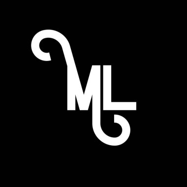 ML Harf Logosu Tasarımı. İlk harfler ML logo simgesi. Soyut harf ML minimal logo tasarım şablonu. Siyah renkli M L harfi tasarım vektörü. Ml logosu