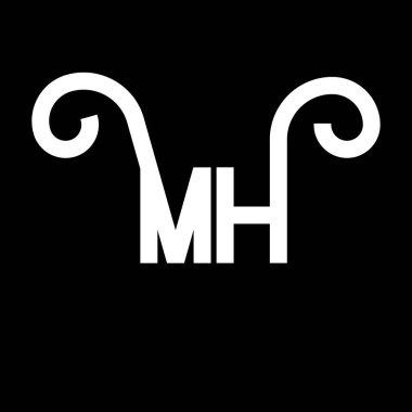 MH Harf Logosu Tasarımı. İlk harfler MH logo simgesi. Soyut harf MH minimal logo tasarım şablonu. Siyah renkli M H harfi tasarım vektörü. Mh logosu