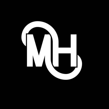 MH Harf Logosu Tasarımı. İlk harfler MH logo simgesi. Soyut harf MH minimal logo tasarım şablonu. Siyah renkli M H harfi tasarım vektörü. Mh logosu