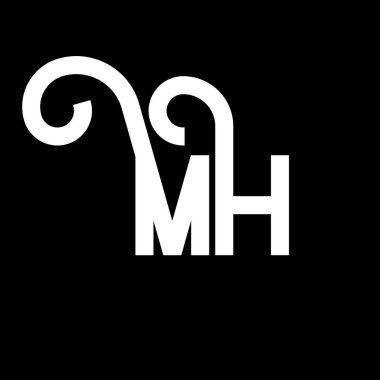 MH Harf Logosu Tasarımı. İlk harfler MH logo simgesi. Soyut harf MH minimal logo tasarım şablonu. Siyah renkli M H harfi tasarım vektörü. Mh logosu