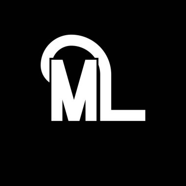 ML Harf Logosu Tasarımı. İlk harfler ML logo simgesi. Soyut harf ML minimal logo tasarım şablonu. Siyah renkli M L harfi tasarım vektörü. Ml logosu