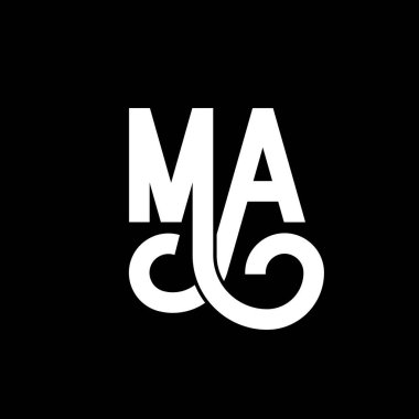 MA Mektup Logosu Tasarımı. Baş harfler MA logo simgesi. Soyut harf MA minimal logo tasarım şablonu. M A harf tasarım vektörü ve siyah renkler. ma logosu