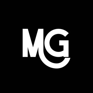 MG Harf Logosu Tasarımı. Baş harfler MG logo simgesi. Soyut harf MG minimal logo tasarım şablonu. Siyah renkli M G harfi tasarım vektörü. mg logosu