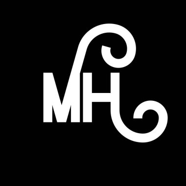 MH Harf Logosu Tasarımı. İlk harfler MH logo simgesi. Soyut harf MH minimal logo tasarım şablonu. Siyah renkli M H harfi tasarım vektörü. Mh logosu