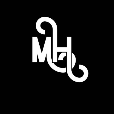 MH Harf Logosu Tasarımı. İlk harfler MH logo simgesi. Soyut harf MH minimal logo tasarım şablonu. Siyah renkli M H harfi tasarım vektörü. Mh logosu