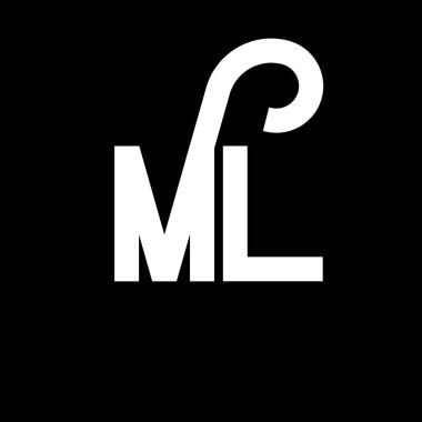 ML Harf Logosu Tasarımı. İlk harfler ML logo simgesi. Soyut harf ML minimal logo tasarım şablonu. Siyah renkli M L harfi tasarım vektörü. Ml logosu