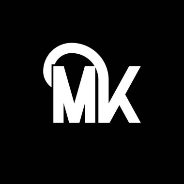MK Mektup Logosu Tasarımı. İlk harfler MK logo simgesi. Soyut harf MK minimal logo tasarım şablonu. Siyah renkli M K harfi tasarım vektörü. mk logosu