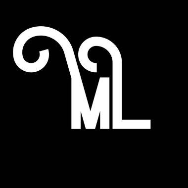 ML Harf Logosu Tasarımı. İlk harfler ML logo simgesi. Soyut harf ML minimal logo tasarım şablonu. Siyah renkli M L harfi tasarım vektörü. Ml logosu