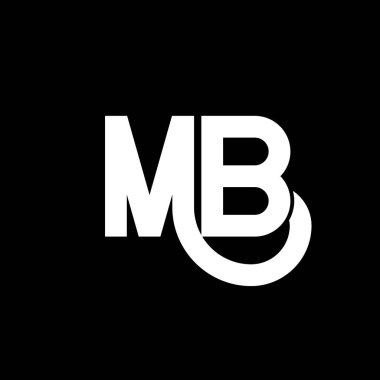 MB Harf Logosu Tasarımı. İlk harfler MB logo simgesi. Soyut harf MB minimal logo tasarım şablonu. Siyah renkli M B harfi tasarım vektörü. mb logosu