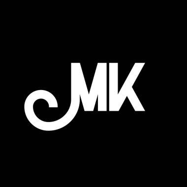 MK Mektup Logosu Tasarımı. İlk harfler MK logo simgesi. Soyut harf MK minimal logo tasarım şablonu. Siyah renkli M K harfi tasarım vektörü. mk logosu