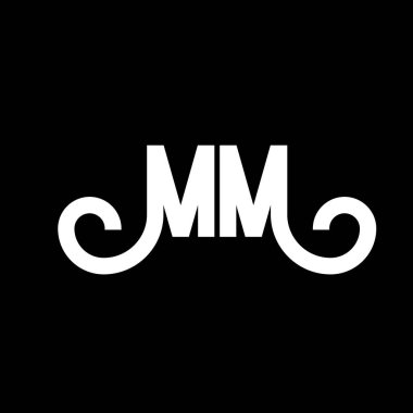 MM Harf Logosu Tasarımı. İlk harfler MM logo simgesi. Soyut harf MM minimal logo tasarım şablonu. Siyah renkli M harfi tasarım vektörü. mm logo