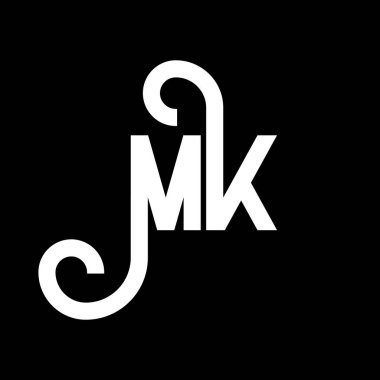 MK Mektup Logosu Tasarımı. İlk harfler MK logo simgesi. Soyut harf MK minimal logo tasarım şablonu. Siyah renkli M K harfi tasarım vektörü. mk logosu