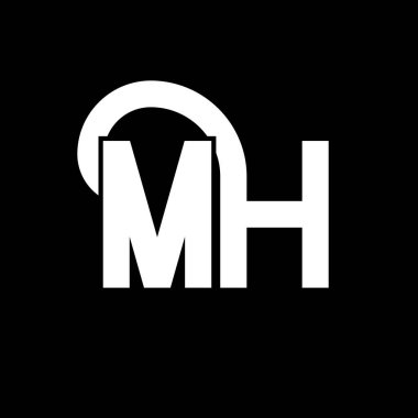 MH Harf Logosu Tasarımı. İlk harfler MH logo simgesi. Soyut harf MH minimal logo tasarım şablonu. Siyah renkli M H harfi tasarım vektörü. Mh logosu