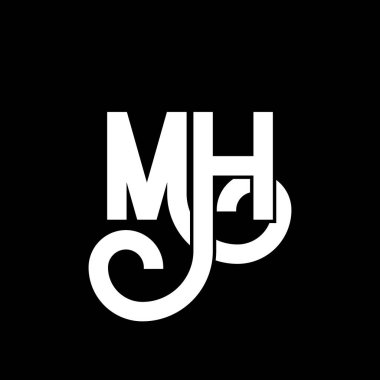 MH Harf Logosu Tasarımı. İlk harfler MH logo simgesi. Soyut harf MH minimal logo tasarım şablonu. Siyah renkli M H harfi tasarım vektörü. Mh logosu